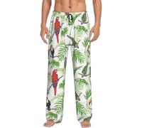 Parrot Birds And Tropical Tree Men'S Fun Pajama Pants With Pockets,Halloween Pajama Pants,Suitable For Wearing At Home.