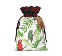 Parrot Birds And Tropical Tree Print Christmas Drawstring Eco-Friendly Gift Bags For Festive Birthday Wrapping Needs