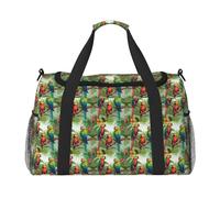 Parrot Birds and Tropical Tree Print Foldable Carry On Tote Large Capacity Hand Carry Bag for Airplane Weekend Getaways