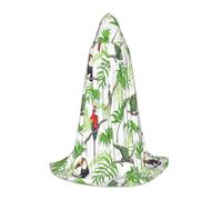 Parrot Birds And Tropical Tree Print Unisex Hooded Full Length Cloak For Wizard Christmas Carnival Halloween Cosplay