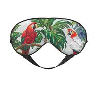 Parrot Birds and Tropical Tree Printed Eye Mask,Blackout Sleep & Eye Mask for Women,Sleep Mask with Adjustable Strap, Suitable for Both Bedtime and Travel
