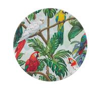 Parrot Birds and Tropical Tree Printed Gaming Mouse Pad 4 PCS, Round Non-Slip Rubber Base Laptop Mousepad Desk Mat for Gamer, Office, Home