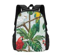 Parrot Birds and Tropical Tree Printed Lightweight Backpack for Men Women Kids Travel Laptop Rucksack Bag for School Hiking Camping Work