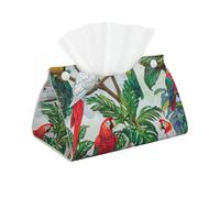 Parrot Birds and Tropical Tree Printed Long Tissue Box Cover Leather Modern Tissue Case Tissue Box Holder for Home Office Decor Bathroom Car