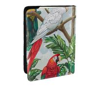 Parrot Birds and Tropical Tree Printed Passport Holder - 6.5 x 4.5 Inch RFID Blocking Travel Wallet,Stylish Passport Cover,Lightweight Document Organizer for Cards