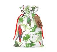 Parrot Birds And Tropical Tree Printing 4.7x6.9 In Christmas Bag With Drawstring,Ideal For Adults To Wrap Gifts For Christmas Halloween