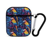 Parrot Birds Tropical Tree Earphone Case PC Bluetooth Headphone Case Compatible with Airpods 1/Airpods 2 Black-style