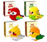 Parrot Building Blocks, 4PCS DIY Building Sets 3D Puzzle Brick Toys Animals Buildings Bricks Toy Micro Buildings Block Set Creativity Toy Brickss Micro Construction Bricks Gift for Birthday