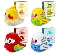 Parrot Building Toy, 4 Pieces Mini Building Blocks Set Cartoon Micro Building Blocks Toy 3D Mini Puzzle Buildings Kit Anime Blocks Toy Building Block Figures Gifts for Birthday