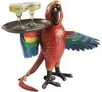 Parrot Butler Drink Serving Statue - Elegant Bird Tray Sculpture for Living Room, Poolside & Kitchen Decor - Unique Tropical Home Accent & Party Entertaining Essential