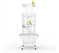Parrot Cage 152cm Large Metal Bird Cage with Open Top/Stand/Rolling Wheels, Metal Budgie Cage with Removable Tray for Canary/Finch/Cockatiel/Parakeet/Conure Parrot, Budgie Cage, Black