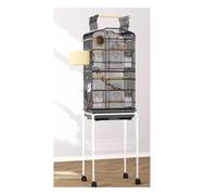 Parrot Cage 36-Inch Bird Cage Open And Close Play Perch Stand Top Flight Side Nest Doors With Removable Rolling Decorative Aviary(Black)