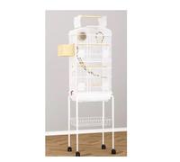 Parrot Cage 36-Inch Bird Cage Open And Close Play Perch Stand Top Flight Side Nest Doors With Removable Rolling Decorative Aviary(White)