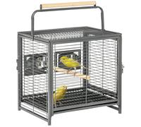 Parrot Cage Bird Carrier w/ Wooden Perch, Handle