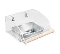 Parrot Cage Feeder - Acrylic Feeding Cup, Seed Water Box | Interactive Bird Supply Cage Accessory, Leakproof plasticc Dish accessory for Finches Cockatiels Budgies Conures Parakeets Pets Quakers
