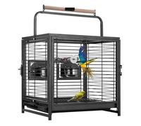 Parrot Cage for Home, 19 Inch Wrought Iron Bird Cage Travel Carrier With Feeder For Parrots Conures Lovebird Cockatiel Parakeets Small Medium Birds
