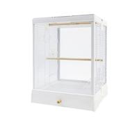 Parrot Cage for Home, Acrylic Clear Birdcages Stainless Steel Flight Cage Portable Bird Durable Large House Carrier Small Medium Birds(White)