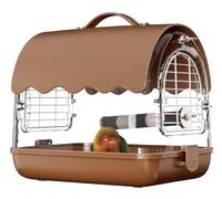 Parrot Cage for Home, Bird Carrier Backpack With Perch, Transparent Travel Cage Bag With Shade Cover Visible Window For Parrots Budgie Small Medium Birds(Bruin)