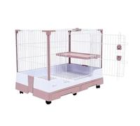 Parrot Cage for Home, Large Vintage Birdcages Wrought Iron Bird Cage With Wheels Portable Travel Flight Cages Outdoor Furniture Small Medium Birds(Pink)