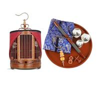 Parrot Cage for Home, Portable Birdcages Creative Carved Birdcage Bamboo Bird Cages Durable Cage Vintage Carriers Small Medium Birds(36cm)