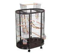 Parrot Cage Large Bird Cage With Wheels For Cockatiel Conure With Openable Top Decorative Aviary(Black)
