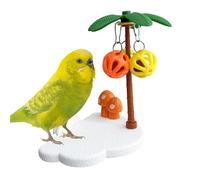 Parrot Cage Perch - Auditory Stimulation Logic, Stainless Steel Bell Auditory Component, Bolt Fixed Horizontal Resting Platforms, Solid Wood Habitat Enhancement | Bird Stand for Parakeets & Lovebirds