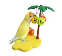 Parrot Cage Perch, Enrichment Toy with Bells, Quality Resting and Chewing Accessory with Sturdy Build, Fun Bird Play Perch for Cockatiels Parakeets Lovebirds Conures, Small Medium Large Breeds Pet Use