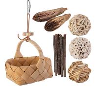 Parrot Cage Playset - Hanging Bridge Climber, Natural Wood Chew Perch Holder | Entertaining Activity Equipment For Lovebirds Finches Small Medium Pet Birds