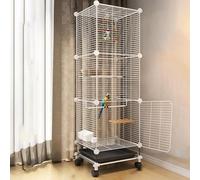 Parrot Cage with Rolling Stand and Bottom Tray, Easy to Clean Design for Birds, Includes Bird Toy