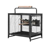 Parrot Cage Wrought Iron Birdcages Bird Carriers Metal Flight Cage With Rolling Stand Square House Carrier Decorative Aviary