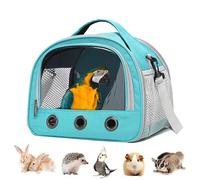 Parrot Carrier Travel Bird Carrier 12 * 8 * 10in Panoramic View with Plush Mat Metal Tray Grid Foot Pad for Parrot Hamster Hedgehog Rabbit Sugar Glider (Green)