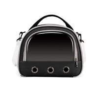 Parrot Carrier Travel Bird Carrier 12 * 8 * 10in Panoramic View with Plush Mat Metal Tray Grid Foot Pad for Parrot Hamster Hedgehog Rabbit Sugar Glider (Black)