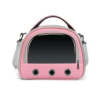 Parrot Carrier Travel Bird Carrier 12 * 8 * 10in Panoramic View with Plush Mat Metal Tray Grid Foot Pad for Parrot Hamster Hedgehog Rabbit Sugar Glider (Pink)