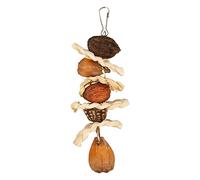 Parrot Chew Toy | Corn Leaf & Nut Bird Cage Toy | Stainless Steel Hook for Easy Hanging | Handmade Gnawing Toy for Beak Health