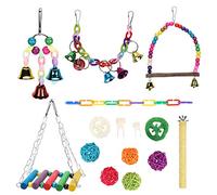 Parrot Chew Toy Set Safe Bite Cage Hanging Bell Toy Pet Bird Swing Climbing Colorful