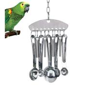 Parrot Chew Toy - Stainless Steel Chime Spoon Ring | Caged Toy Beak Care Activity | Heavy Duty Hanging Toy Biodiversity Cockatoos Macaws Parakeets Finches for