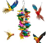 Parrot Chew Toy - Wooden Hanging Pendant, Colorful Interactive Toy, Durable Cage Accessory, Fun Bird Swing | Cockatiel Macaw Play, Perfect For Parrot Climbing Chewing Playing Activity