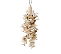Parrot Chew Toys - Natural Wood Swing, Bird Cage Ornament, Foraging Accessory | Hangable Relaxation Toy With Metal Clip For Cockatiel, Macaw, African Grey, Eclectus, Conure, Pet Cage Enrichment