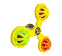 Parrot Chew Toys - Rotating Ball Set with Bell A, Cage Accessory | Tiger Skin Black White Peony Pattern Interactive Bird Enrichment Diver Game