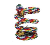 Parrot Chewing & Climbing Rope Toy | Colorful Hanging Cotton Rope with Bells | Bird Harness & Standing Perch for Conures/Cockatiels/Parakeets | Bendable Shape, Sturdy