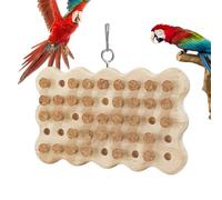 Parrot Chewing Cork - 5.12 Inches Bird Toy, Natural Play Accessory, Cage Hanging Toy With Small Oak Plugs | Mental Stimulation, Macaw Cockatiel Activity, African Grey Parakeet Enrichment, Conure Aid,