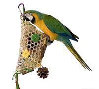Parrot Chewing Toy, Bamboo Net Shredder with Colorful Paper - Natural Safe Bird Toy for Stress Relief & Boredom Buster, Suitable for Parakeets, Cockatiels, Lovebirds, Small to Medium Parrots
