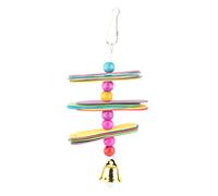 Parrot Chewing Toy with Colorful Beads & Bell | Stress Relief Swing for Birds | Cage Accessory for Parakeets/Cockatiels/Conures | Sturdy Wood & Plastic Design