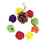 Parrot Chewing Toys, Safe Corn Husk Cage Hanging Biting Stress Relief Anxiety Reduction Fun Durable Tear Colorful String Combination for Birds Hamsters Rabbits (Circle Colored Ball Hanging String)