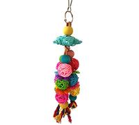 Parrot Chewing Wooden Beads Bright Colors Rattan Balls With Hanging Hook Entertainment Toy 11 Inches Long