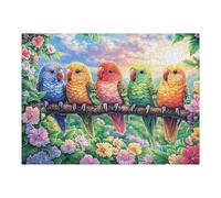 Parrot Chicks 500 Piece Jigsaw Puzzle for All Ages Branch Bloom Leaves Easter Gift Idea Family Gathering Durable Pieces Stress Relief Home Decor 500 PCS