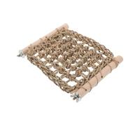 Parrot Climbing Hammock Perch for Cage Exercise, Wood Straw Rope | Khaki Woven Mat, Budgie and Conure Use, Chew Activity Support, Claw and Beak Care