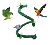 Parrot Climbing Rope - 100 Cm Flexible Stand Cotton Swing, Chewing Perch Natural Wood Simulated, Non-Slip Green Play Toy Metal Hook | Cage Accessory For Budgies Parakeets Lovebirds Conures