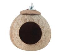Parrot Coco Nest Hut - Natural Bird Nesting House, Shell Habitat | Cozy Budgerigar Lovebird Shelter, Eco-Friendly Accessory, Comfortable Home For Small Pet Birds In Garden, Balcony
