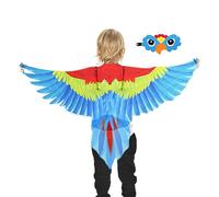 Parrot Costume for Kids - 2-Piece Set with Plume Cape & Eye Adjustable Felt Dress-Up Outfit for Halloween, Carnival & Parties (3-8 Years)